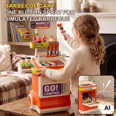 WOOPIE interaktyvus BBQ grilinimo vežimėlis 51 dalių kepsninės stovas su tikroviškais grilinimo efektais 9