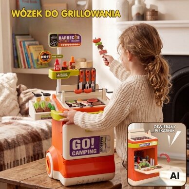 WOOPIE interaktyvus BBQ grilinimo vežimėlis 51 dalių kepsninės stovas su tikroviškais grilinimo efektais 4