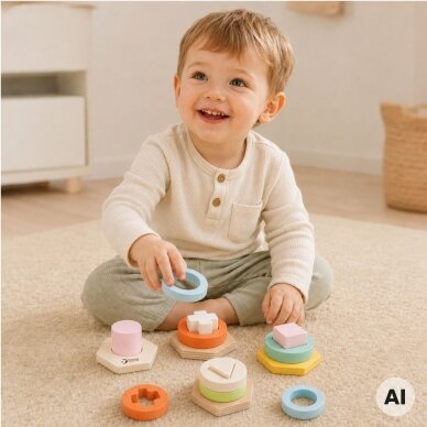 CLASSIC WORLD Montessori formų ir spalvų rūšiavimo dėlionės bokštas 1 CLASSIC WORLD Montessori formų ir spalvų rūšiavimo dėlionės bokštas 1