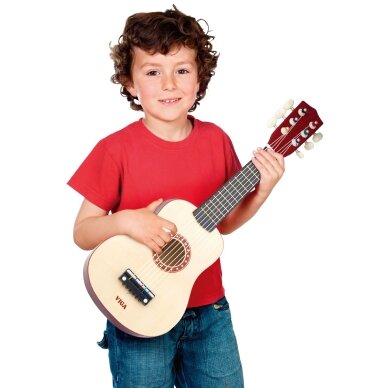 Viga medinė vaikiška gitara, natūrali, 21 colio, 6 stygos 1 Viga medinė vaikiška gitara, natūrali, 21 colio, 6 stygos 1