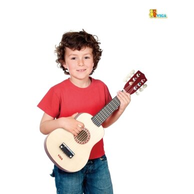 Viga medinė vaikiška gitara, natūrali, 21 colio, 6 stygos 3 Viga medinė vaikiška gitara, natūrali, 21 colio, 6 stygos 3