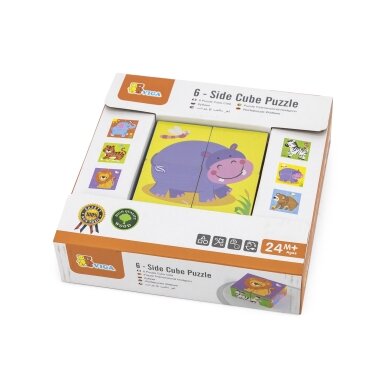Viga medinė ZOO dėlionė, 4 dalys 6