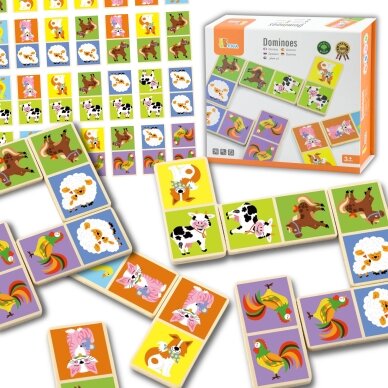 VIGA edukaciniai mediniai domino kaladėlių „Ūkis“ 28 vnt. Montessori VIGA edukaciniai mediniai domino kaladėlių „Ūkis“ 28 vnt. Montessori