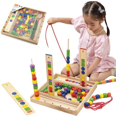 VIGA medinis edukacinis žaidimas „Loginiai karoliukai“ 104 dalių Montessori VIGA medinis edukacinis žaidimas „Loginiai karoliukai“ 104 dalių Montessori