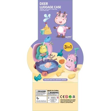 WOOPIE 3 viename smėlio dėžės rinkinys: elniuko lagaminas + vandens žaislas 11 WOOPIE 3 viename smėlio dėžės rinkinys: elniuko lagaminas + vandens žaislas 11