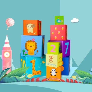 CLASSIC WORLD stebuklinga dėžutė kaladėlių dėlionė bokštas edukacinis žaislas 2