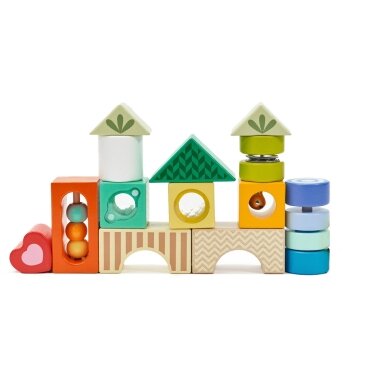 CLASSIC WORLD medinės sensorinės kaladėlės 7 funkcijos, daugiafunkcinės dėlionės formos su garsu MONTESSORI 14 vnt. 9