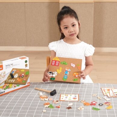 VIGA medinė ūkio vinių mozaika Montessori kamštinė lenta 1