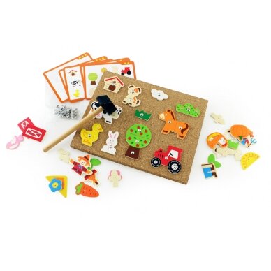VIGA medinė ūkio vinių mozaika Montessori kamštinė lenta 7