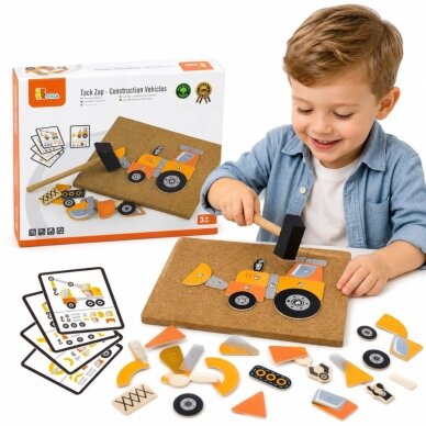 VIGA medinis kalimo žaislas „Statybinės transporto priemonės“ 45 dalių Montessori VIGA medinis kalimo žaislas „Statybinės transporto priemonės“ 45 dalių Montessori