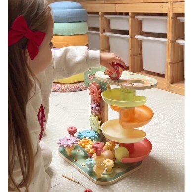 WOOPIE GREEN Montessori 4-in-1 kamuoliukų takelio veiklų medis FSC 2