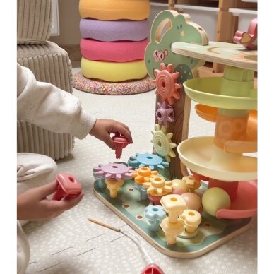 WOOPIE GREEN Montessori 4-in-1 kamuoliukų takelio veiklų medis FSC 7