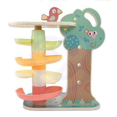 WOOPIE GREEN Montessori 4-in-1 kamuoliukų takelio veiklų medis FSC 11