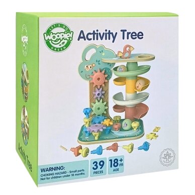 WOOPIE GREEN Montessori 4-in-1 kamuoliukų takelio veiklų medis FSC 14