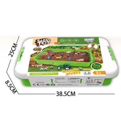 WOOPIE Kinetinio smėlio rinkinys Ūkis lagamine Traktorius Gyvūnai 1500g 4