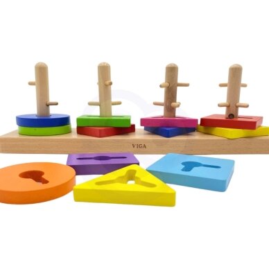 VIGA medinis Montessori formų rūšiavimo blokų rinkinys 8