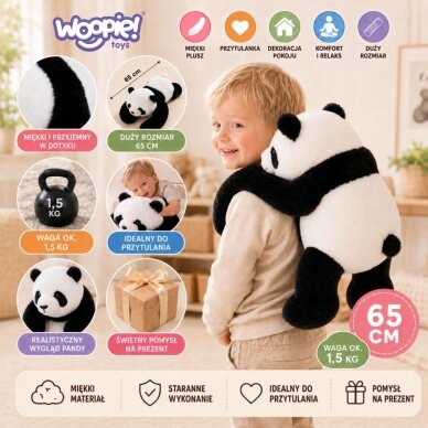 WOOPIE Panda antistresinis sensorinis svertinis pliušinis žaislas sunkus meškiukas apkabinimui 65cm 1500g 1 WOOPIE Panda antistresinis sensorinis svertinis pliušinis žaislas sunkus meškiukas apkabinimui 65cm 1500g 1