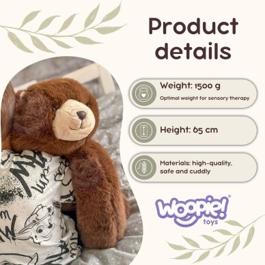 WOOPIE sveriamas pliušinis žaislas meškiukas Teddy Bruno antistresinis sensorinis sunkus meškinas, minkštas žaislas 65cm 1500g 6 WOOPIE sveriamas pliušinis žaislas meškiukas Teddy Bruno antistresinis sensorinis sunkus meškinas, minkštas žaislas 65cm 1500g 6