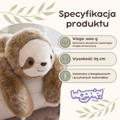 WOOPIE tinginio sensorinis sveriamas pliušinis žaislas 1 kg 7 WOOPIE tinginio sensorinis sveriamas pliušinis žaislas 1 kg 7