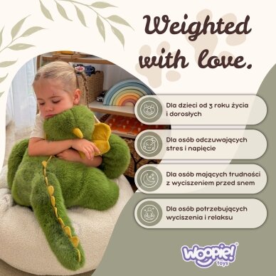 WOOPIE Dinozauras antistresinis sensorinis svertinis pliušinis žaislas sunkus meškiukas 65cm 1500g 1 WOOPIE Dinozauras antistresinis sensorinis svertinis pliušinis žaislas sunkus meškiukas 65cm 1500g 1