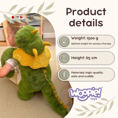 WOOPIE Dinozauras antistresinis sensorinis svertinis pliušinis žaislas sunkus meškiukas 65cm 1500g 9 WOOPIE Dinozauras antistresinis sensorinis svertinis pliušinis žaislas sunkus meškiukas 65cm 1500g 9