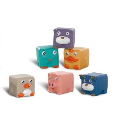 WOOPIE BABY sensorinės kaladėlės spaudžiama dėlionė su gyvūnų garsais 12 vnt. 4
