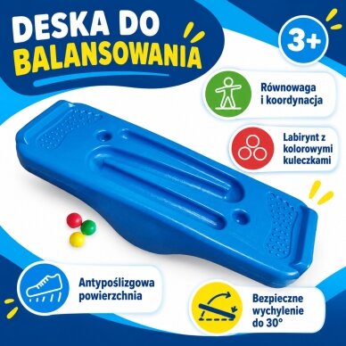 WOOPIE mėlyna pusiausvyros lenta su sensoriniu labirintu 1