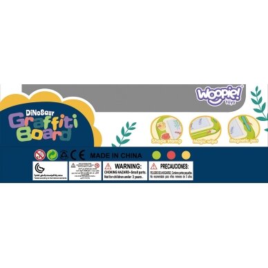WOOPIE magnetinė spalvota rašymo lenta su markeriu + 2 dinozaurų antspaudai 3 WOOPIE magnetinė spalvota rašymo lenta su markeriu + 2 dinozaurų antspaudai 3