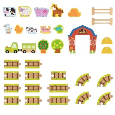 TOOKY TOY Medinis ūkis lagamine, figūrėlės ir transporto priemonės 7 TOOKY TOY Medinis ūkis lagamine, figūrėlės ir transporto priemonės 7