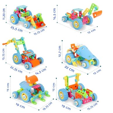 WOOPIE 6-in-1 STEM transporto priemonių konstravimo kaladėlių rinkinys 12
