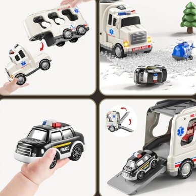 WOOPIE kelių vilkiko rinkinys iš 5 automobiliukų - Greitoji pagalba 12