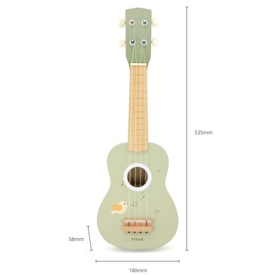 Viga medinė ukulelė vaikams, žalia su natomis 14 Viga medinė ukulelė vaikams, žalia su natomis 14