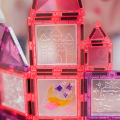 WOOPIE magnetinių kaladėlių princesės pilies rinkinys 50 vnt. 3 WOOPIE magnetinių kaladėlių princesės pilies rinkinys 50 vnt. 3