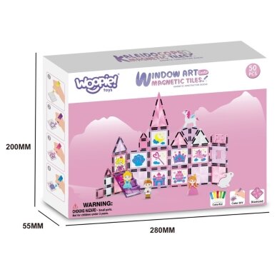 WOOPIE magnetinių kaladėlių princesės pilies rinkinys 50 vnt. 11