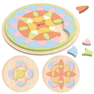 CLASSIC WORLD Pastelinė mandala Montessori dėlionė mozaika Gėlės