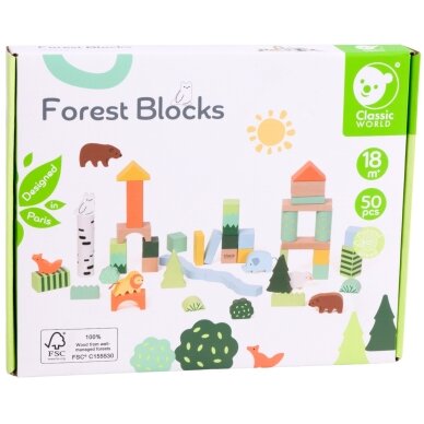 CLASSIC WORLD Medinių kaladėlių rinkinys Forest World 50 vnt. 8 CLASSIC WORLD Medinių kaladėlių rinkinys Forest World 50 vnt. 8
