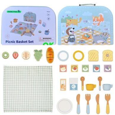 TOOKY TOY pikniko rinkinys maisto pjaustymui su „Velcro“ pusryčių rinkiniu 11 TOOKY TOY pikniko rinkinys maisto pjaustymui su „Velcro“ pusryčių rinkiniu 11