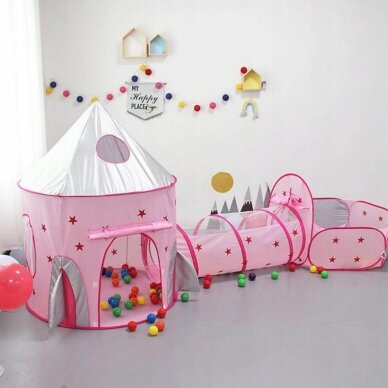 WOOPIE 3-in-1 Palapinė Princesės Rūmai XXL Namas Tunelis Sausas Baseinas 6 WOOPIE 3-in-1 Palapinė Princesės Rūmai XXL Namas Tunelis Sausas Baseinas 6