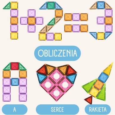 WOOPIE magnetinės konstrukcinės kaladėlės 3D edukacinis rinkinys Pilis, transporto priemonės 110 vnt. 6