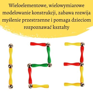 WOOPIE magnetinės konstrukcinės kaladėlės 3D 128 vnt. XXL 5 WOOPIE magnetinės konstrukcinės kaladėlės 3D 128 vnt. XXL 5