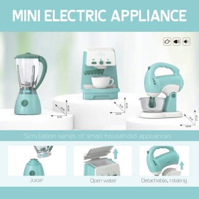 WOOPIE 3-in-1 buitinių prietaisų rinkinys: kavos aparatas, mikseris, trintuvas, garso ir šviesos efektai 7 WOOPIE 3-in-1 buitinių prietaisų rinkinys: kavos aparatas, mikseris, trintuvas, garso ir šviesos efektai 7