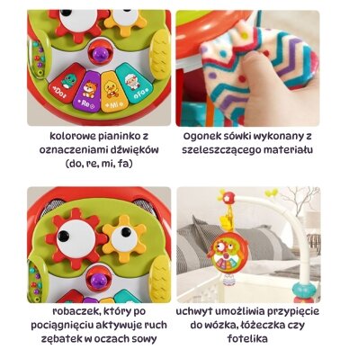 WOOPIE BABY interaktyvus pelėdos pianino žaislas su šiurenančia uodega 4