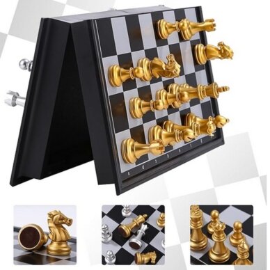 WOOPIE Nešiojamas magnetinis šachmatų rinkinys auksinis sidabrinis 2 WOOPIE Nešiojamas magnetinis šachmatų rinkinys auksinis sidabrinis 2