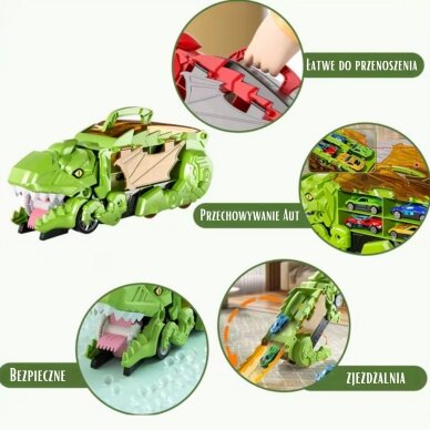 WOOPIE Dinozauras rijikas trasos transporto priemonių rinkinys 13 vnt. 12