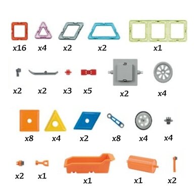 WOOPIE magnetinės kaladėlės spalvingos 3D transporto priemonės STEAM rinkinys 80 vnt. 5