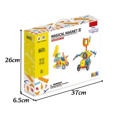 WOOPIE magnetinės kaladėlės spalvingos 3D transporto priemonės STEAM rinkinys 80 vnt. 6