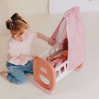 Smoby Baby Nurse lopšys su baldakimu 3