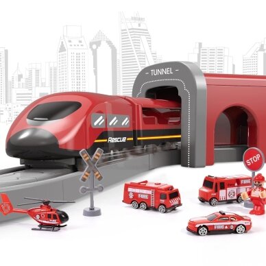 WOOPIE Pendolino elektrinis traukinio rinkinys „Fire Department“ 66 vnt. 7 WOOPIE Pendolino elektrinis traukinio rinkinys „Fire Department“ 66 vnt. 7