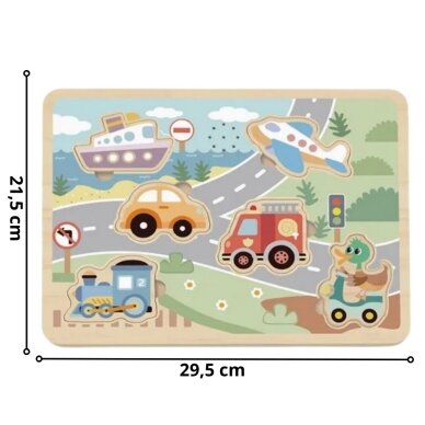 TOOKY TOY medinė interaktyvi transporto priemonių dėlionė 5 TOOKY TOY medinė interaktyvi transporto priemonių dėlionė 5