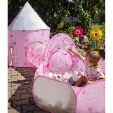 WOOPIE 3-in-1 Palapinė Princesės Rūmai XXL Namas Tunelis Sausas Baseinas 3